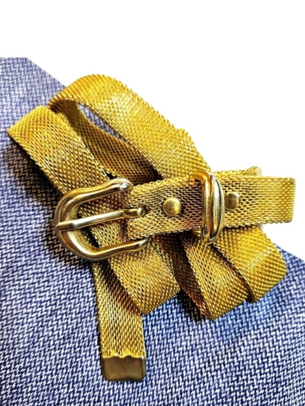 Vintage 70s Disco Glam Gold Mesh Skinny Belt Small/Medium